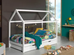 Hausbett Dallas 1 90x200 mit Bettkasten - weiß