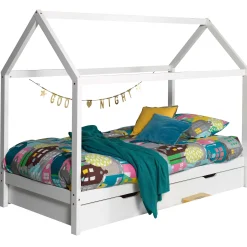 Hausbett Dallas 1 90x200 mit Bettkasten - weiß