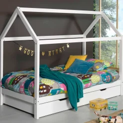 Hausbett Dallas 1 90x200 mit Bettkasten - weiß