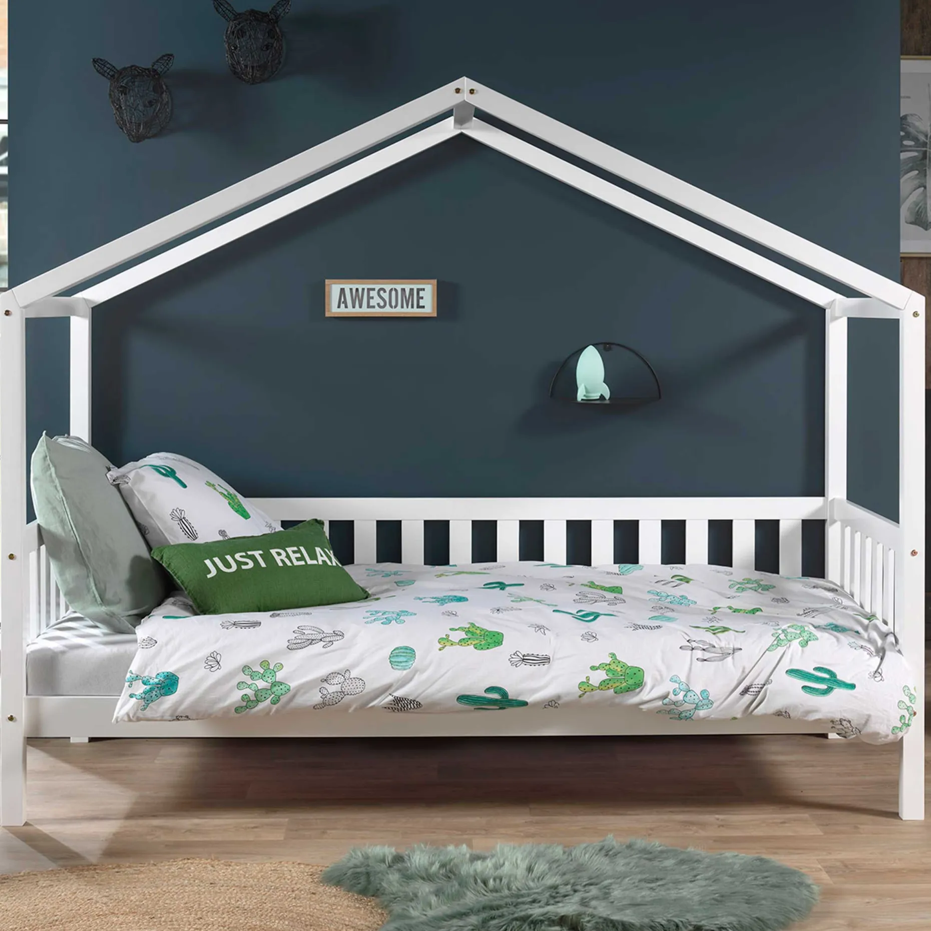 Hausbett Dallas 2 90x200 - weiß