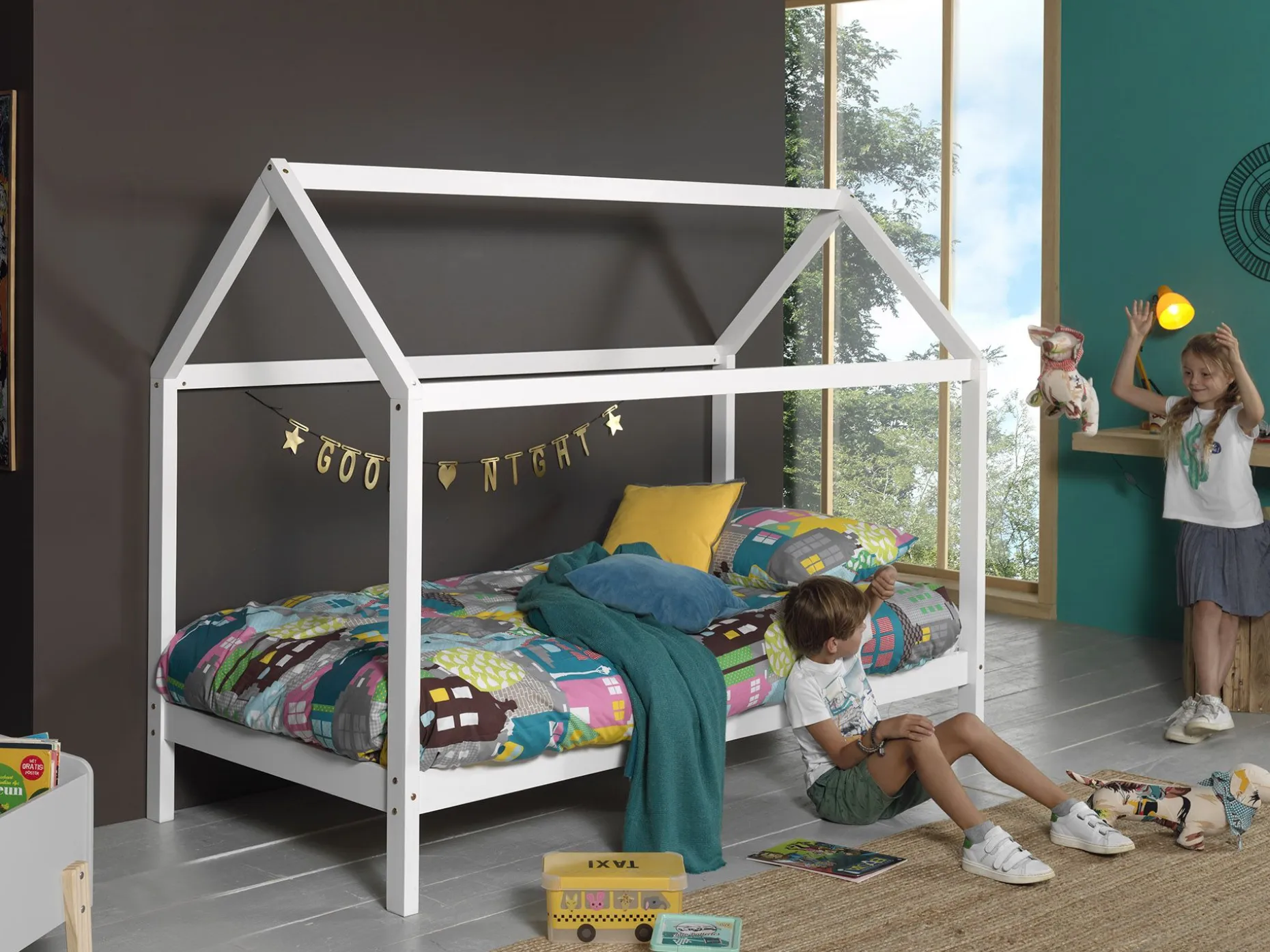 Hausbett Dallas 1 90x200 - weiß