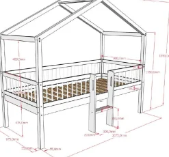 Hausbett Forrest - 90 x 200cm - mit Leiter - Buche massiv - weiß