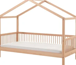 Hausbett Forrest 90x200cm mit Rollbett - Buche Massivholz