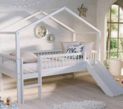 Hausbett Forrest - 90 x 200cm - mit Schieber - Buche massiv - weiß