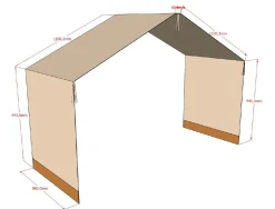 Hausbett Forrest 90x200 mit herunterklappbarem Schutzgitter und Bettzelt - Buche/Rosa