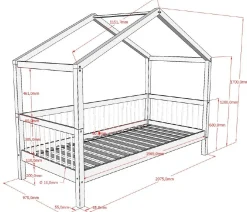 Hausbett Forrest 90x200 mit Rollbett und Schlafzelt - Buche/Rosa