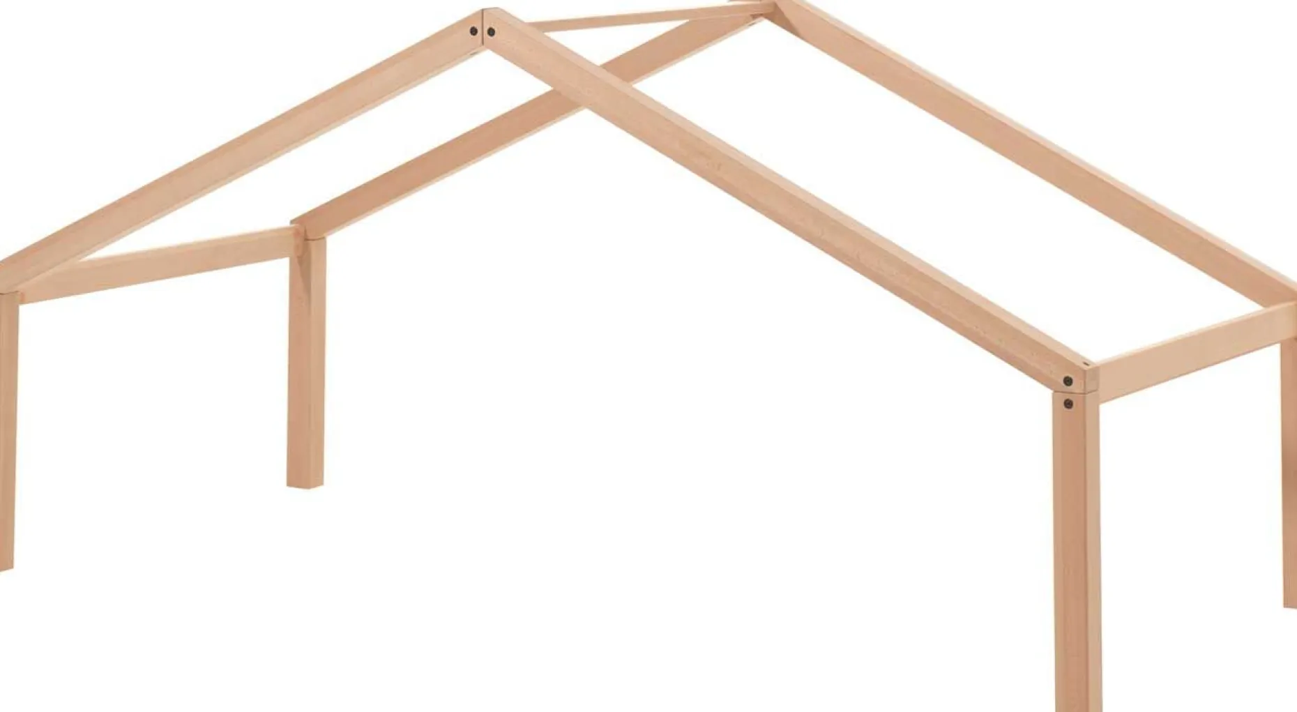 Hausbett Forrest 90x200 mit Rollbett und Schlafzelt - Buche/Rosa