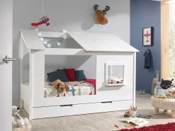 Hausbett Lio 90x200 mit Bettkasten - weiß