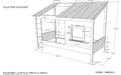 Hausbett Lio 90x200 mit Bettkasten - weiß