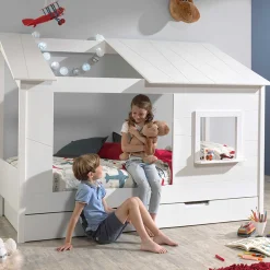 Hausbett Lio 90x200 mit Bettkasten - weiß
