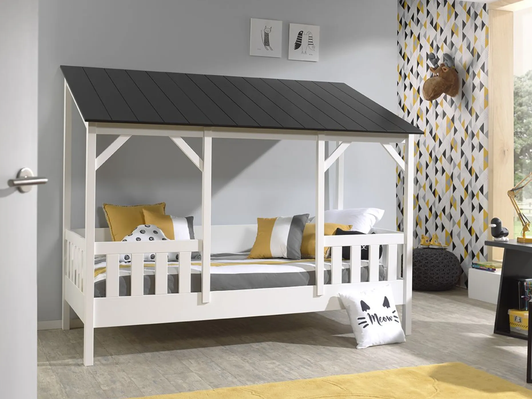 Hausbett Malia 90x200 - schwarzes Dach