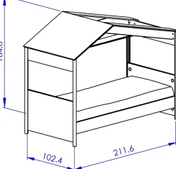 Hausbett Matis - 90x200cm - weiß/kastanien Dekor