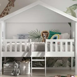 Hausbett Senna mit Leiter 90x200 cm - weiß