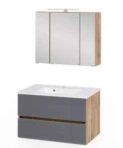 Held Helina 1 2-teiliger Badezimmerschrank - Eiche/Grau