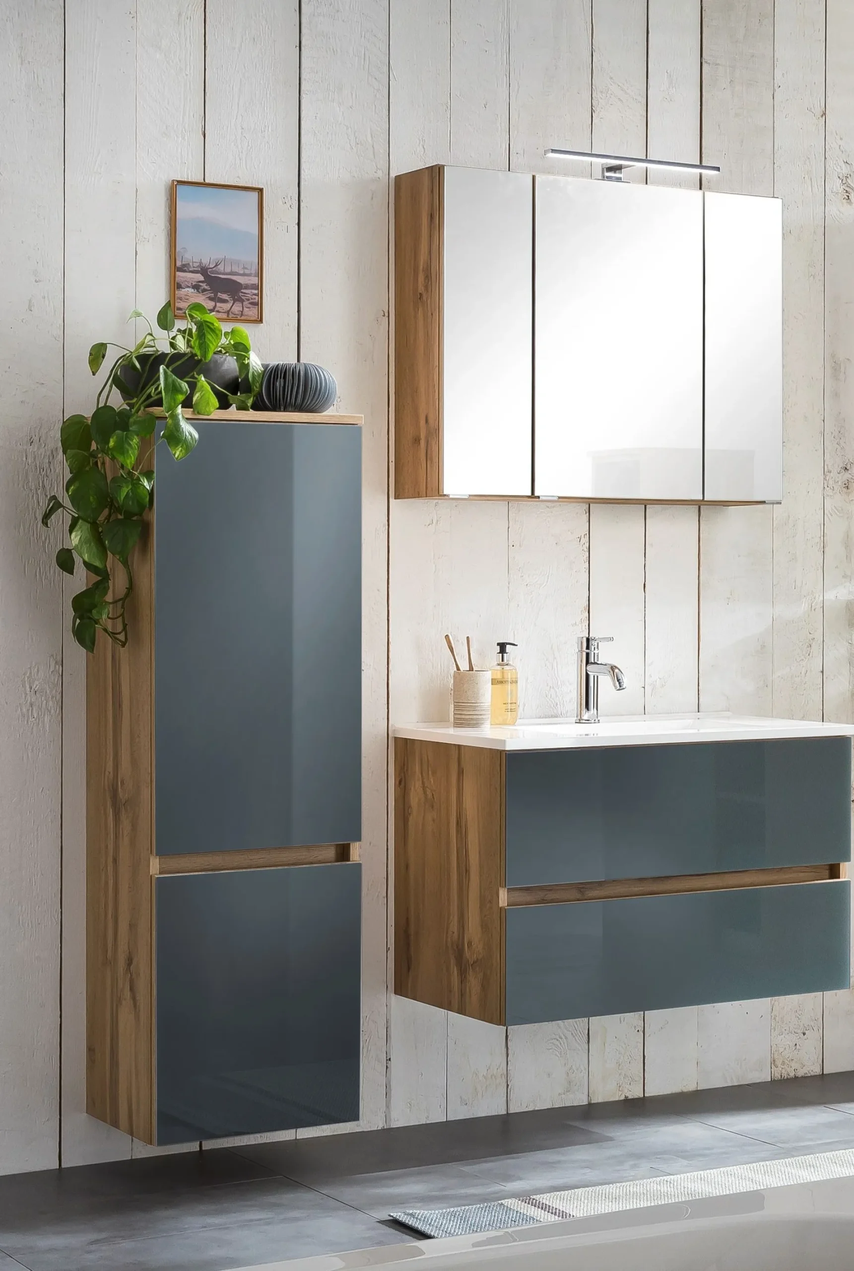 Held Helina 2 3-teiliger Badezimmerschrank - Eiche/Grau