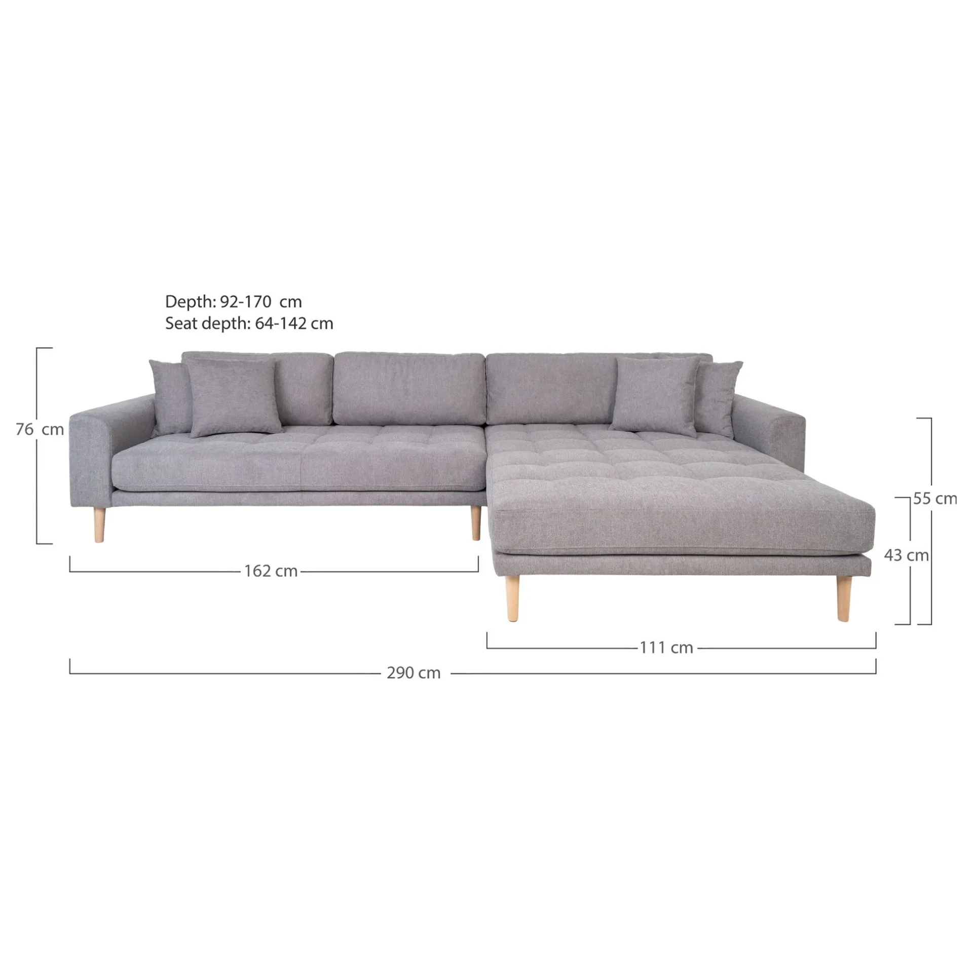 House Nordic Helles Lido Lounge Sofa mit Naturholzfüßen