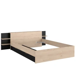 Heron Doppelbett 140x200/190cm mit Schublade - Eiche Dekor/schwarz