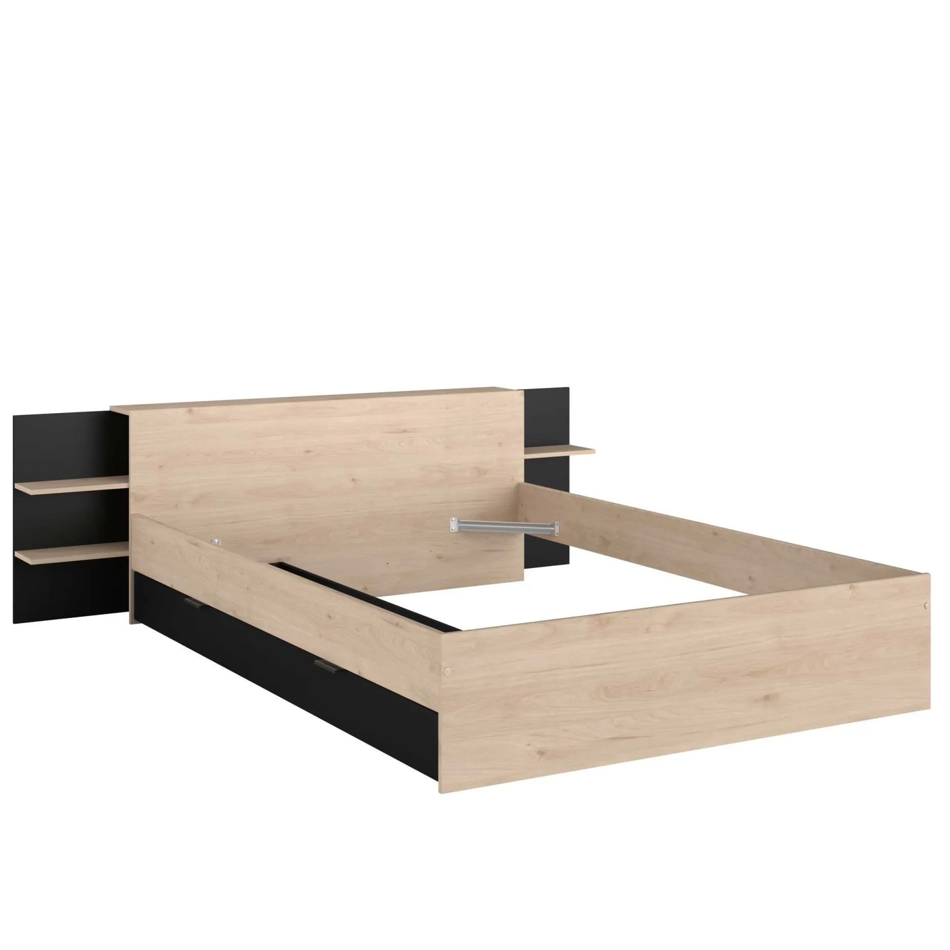 Heron Doppelbett 140x200/190cm mit Schublade - Eiche Dekor/schwarz
