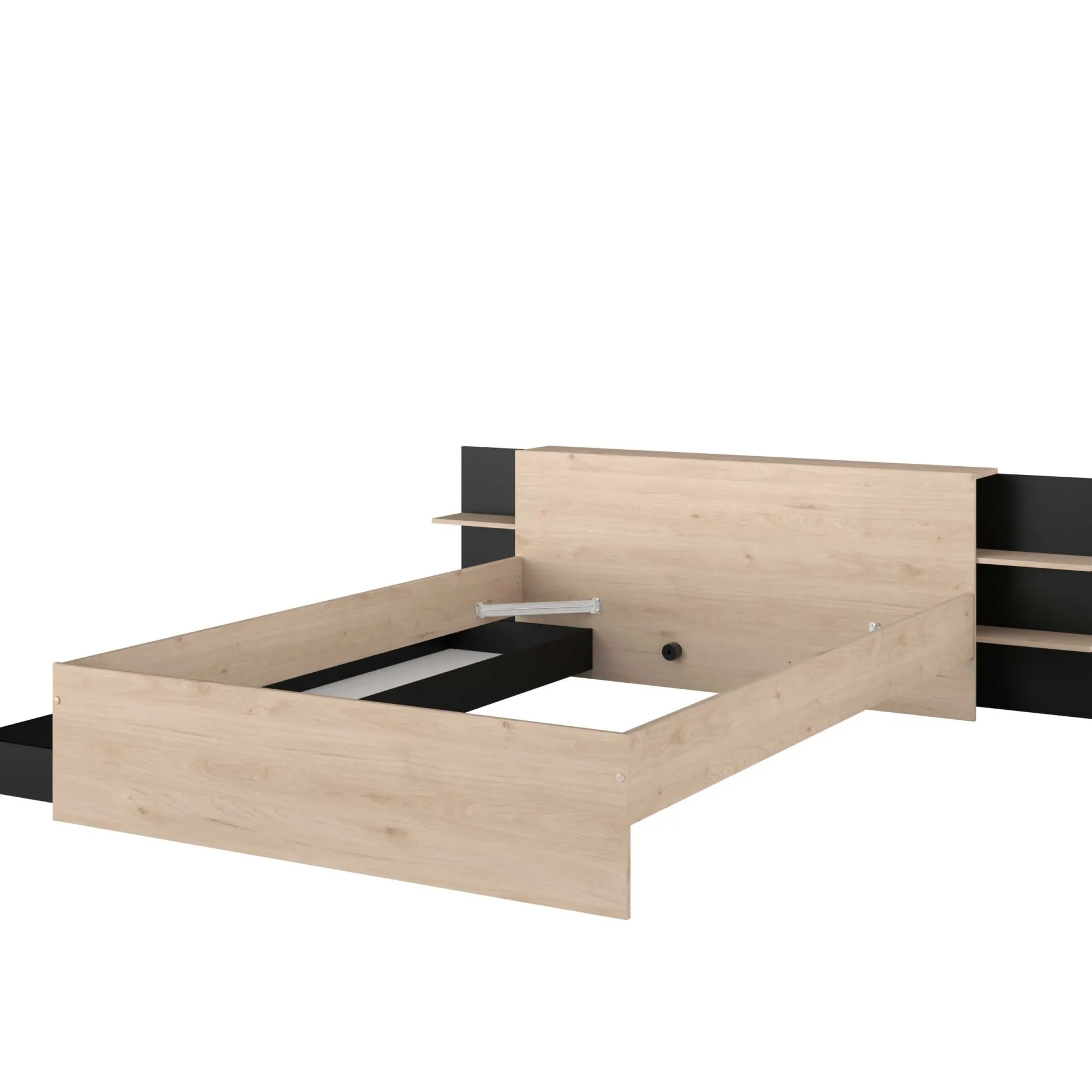 Heron Doppelbett 140x200/190cm mit Schublade - Eiche Dekor/schwarz