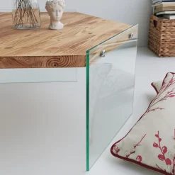 Emob Hexagon Couchtisch | GEHÄRTETES GLAS | Eiche