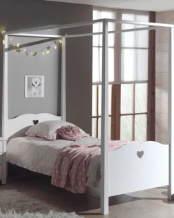 Himmelbett Amori 90x200cm für Mädchen - weiß