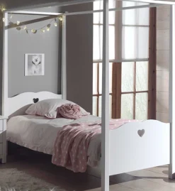 Himmelbett Amori 90x200cm für Mädchen - weiß