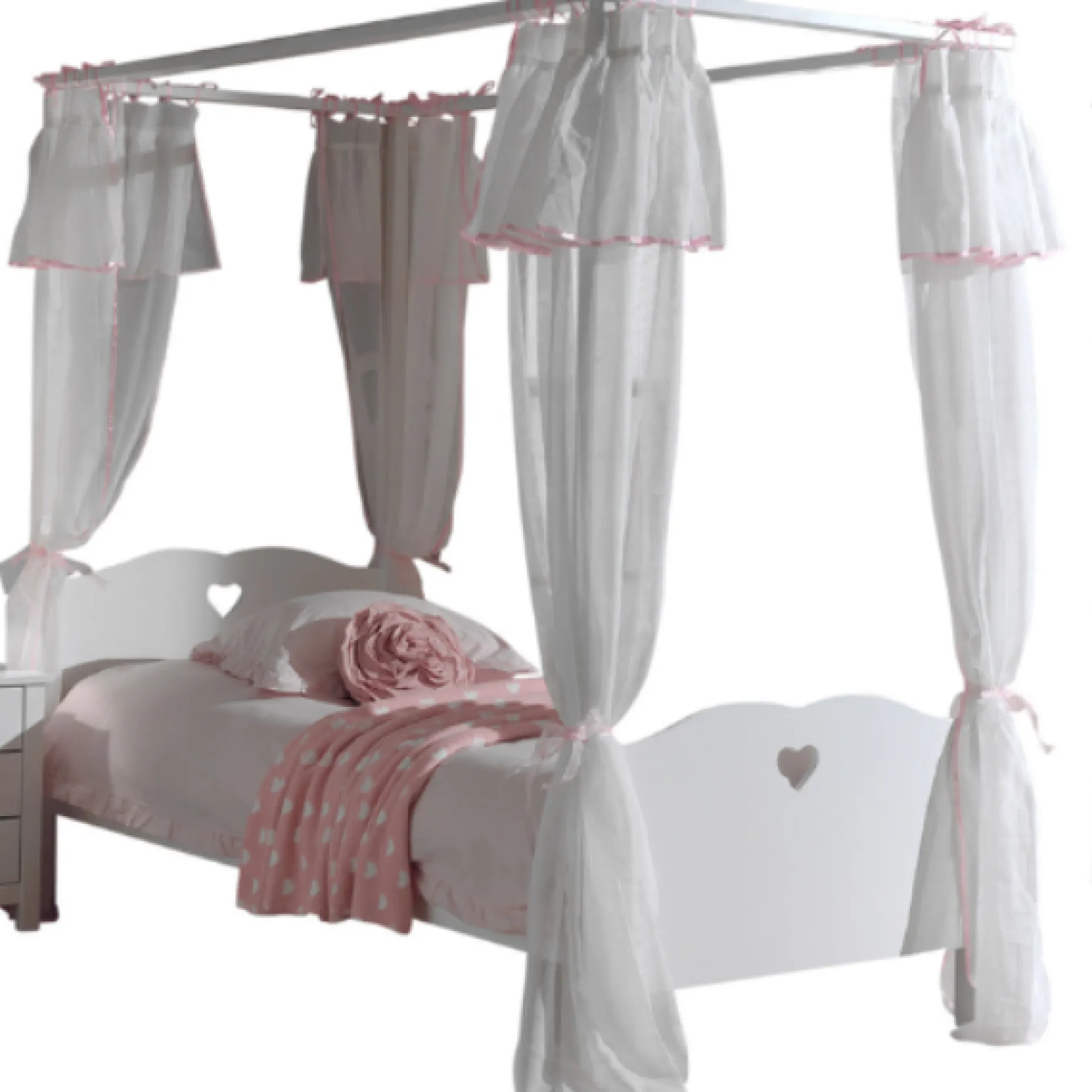 Himmelbett Amori 90x200cm (inkl. Lattenrost) mit Voile- weiß