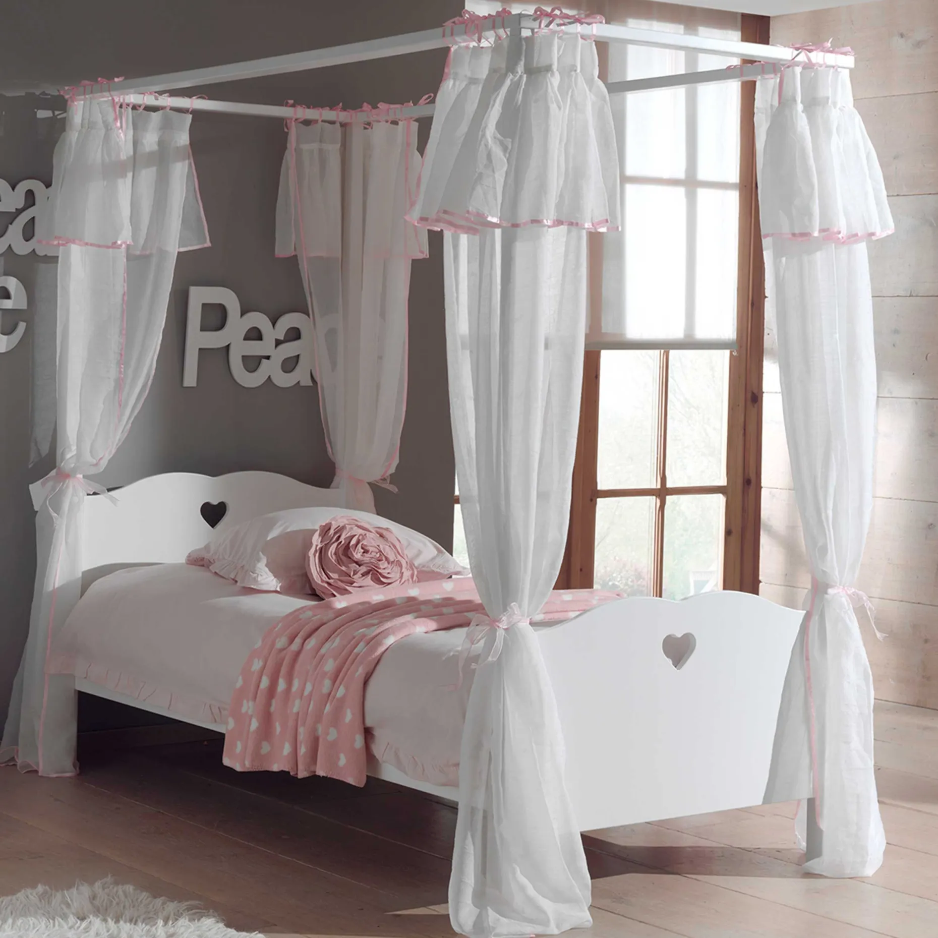 Himmelbett Amori 90x200cm mit Voile - weiß