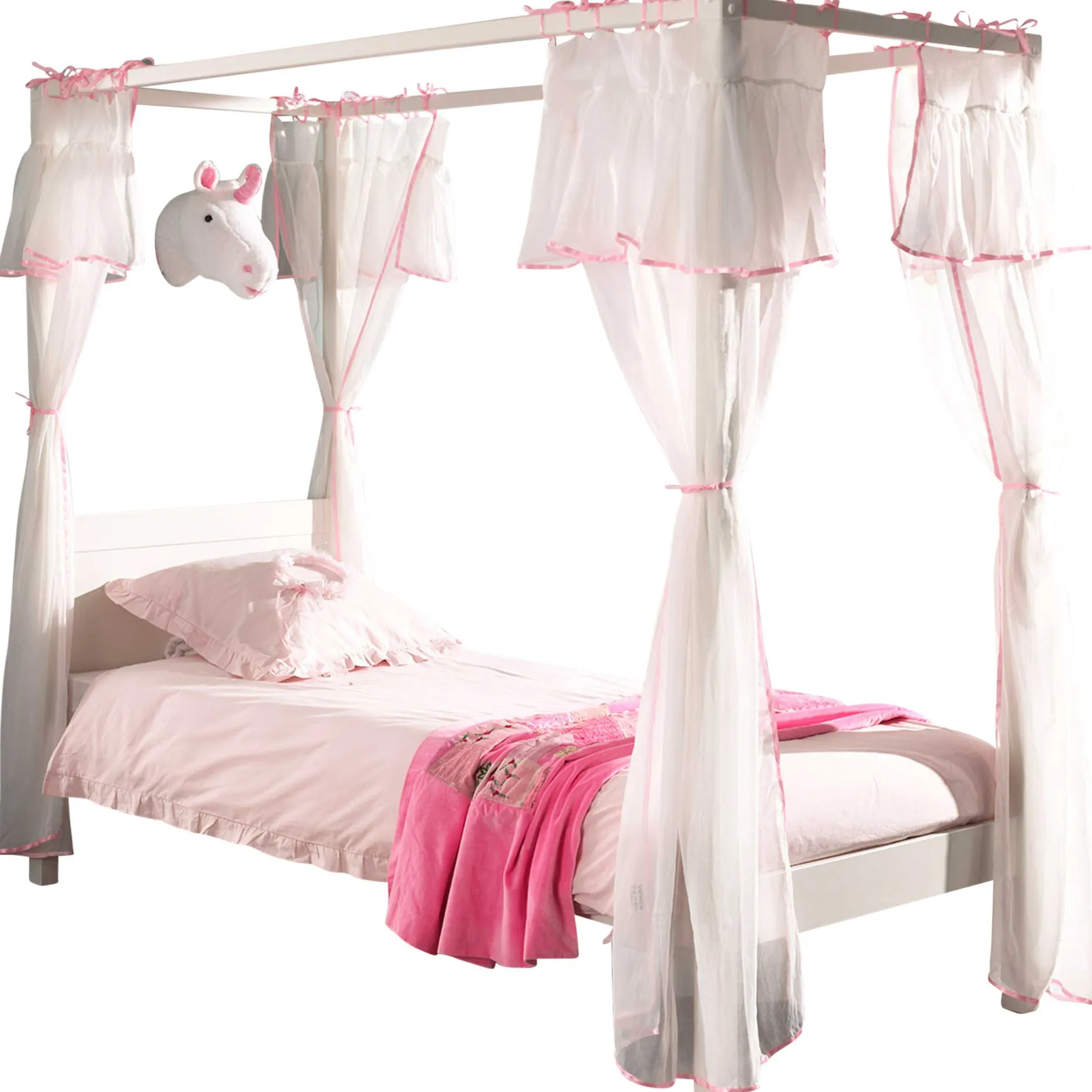 Himmelbett Charlotte 90x200 mit Voile Amori - weiß