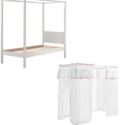 Himmelbett Charlotte 90x200 mit Voile Amori - weiß