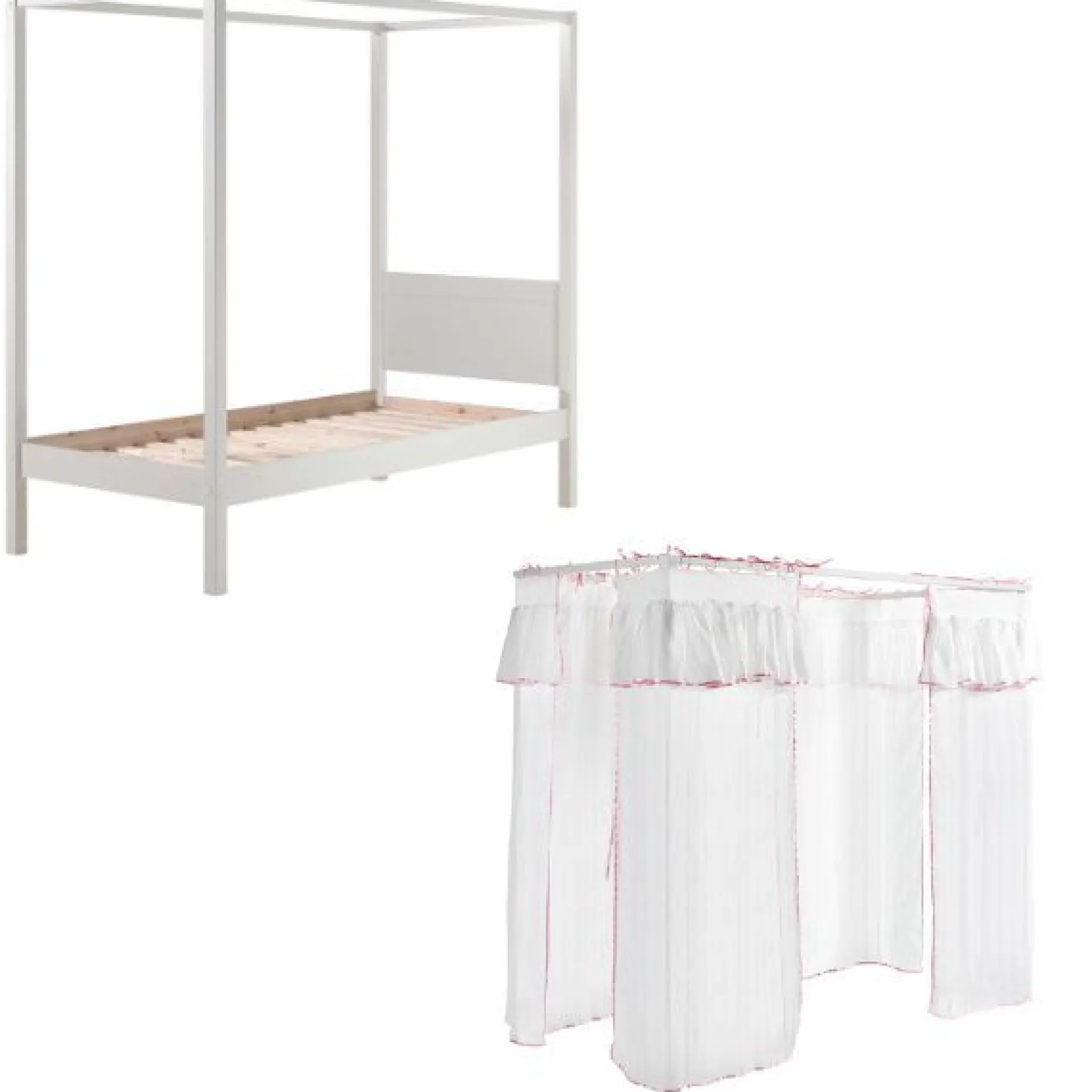 Himmelbett Charlotte 90x200 mit Voile Amori - weiß