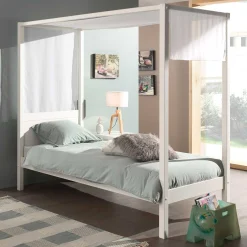Himmelbett Charlotte 90x200 mit Voile - weiß