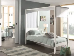 Himmelbett Charlotte 90x200 mit Voile - weiß