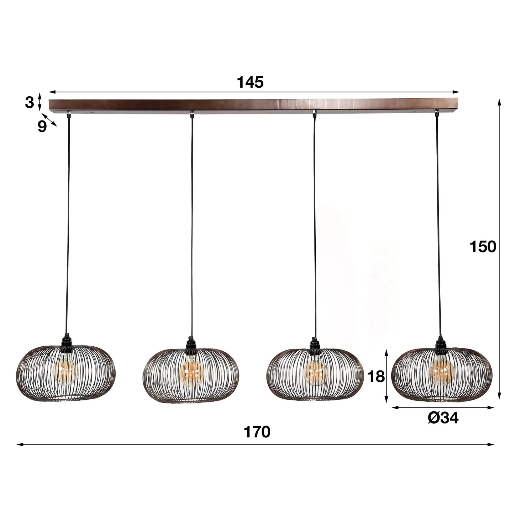Emob Hängelampe Chisa 4x Ø35 - nickel
