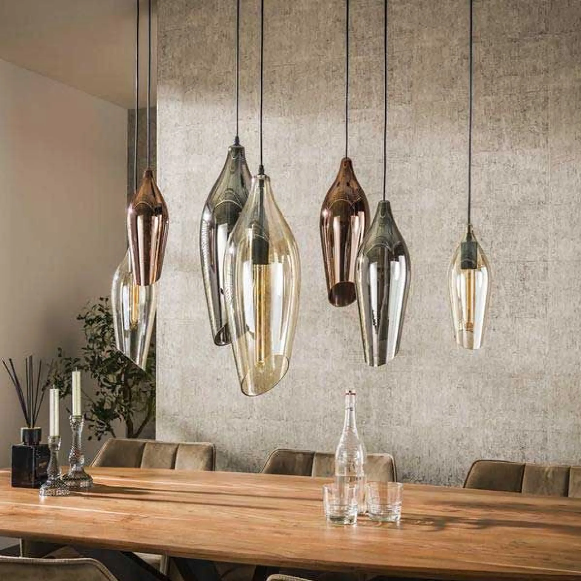 Emob Hängeleuchte Cocoon - 120x40x150cm - 7 Lampen - Glas