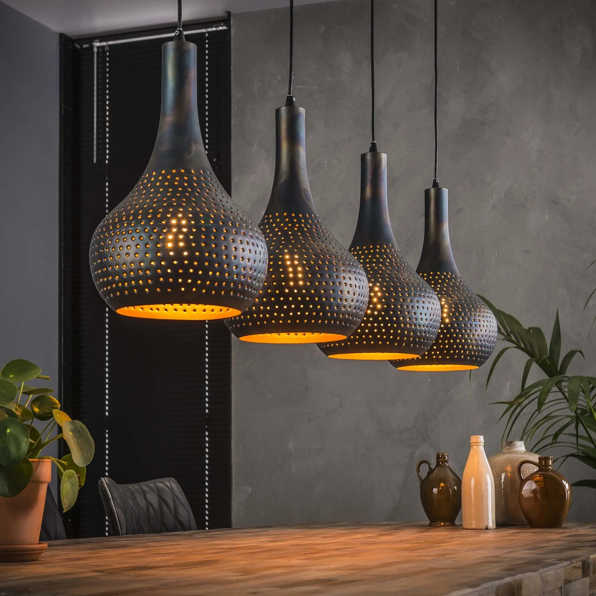 Emob Hängeleuchte Cone 4 Lampenschirme - schwarz/braun