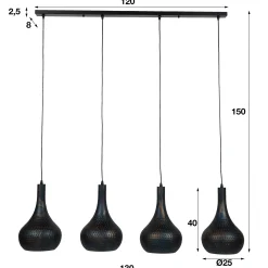 Emob Hängeleuchte Cone 4 Lampenschirme - schwarz/braun