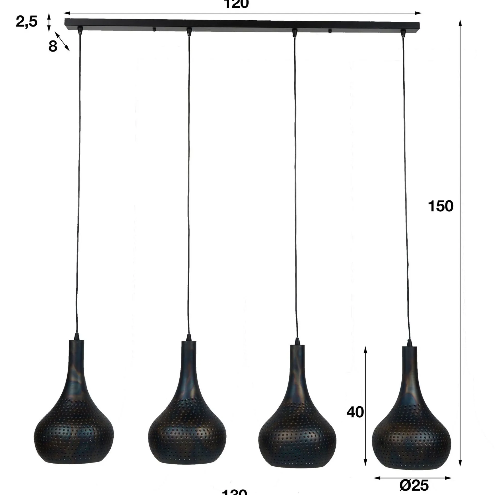 Emob Hängeleuchte Cone 4 Lampenschirme - schwarz/braun