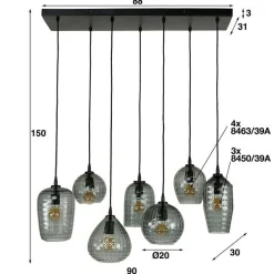 Emob Hängeleuchte Jairo 7 Lichtquellen - Rauchglas