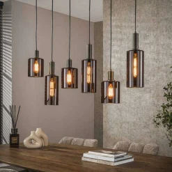 Emob Hängeleuchte Sepiora - 118x14x150cm - 6 Lampen - es Glas