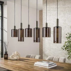 Emob Hängeleuchte Sepiora - 118x14x150cm - 6 Lampen - es Glas