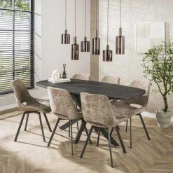 Emob Hängeleuchte Sepiora - 118x14x150cm - 6 Lampen - es Glas