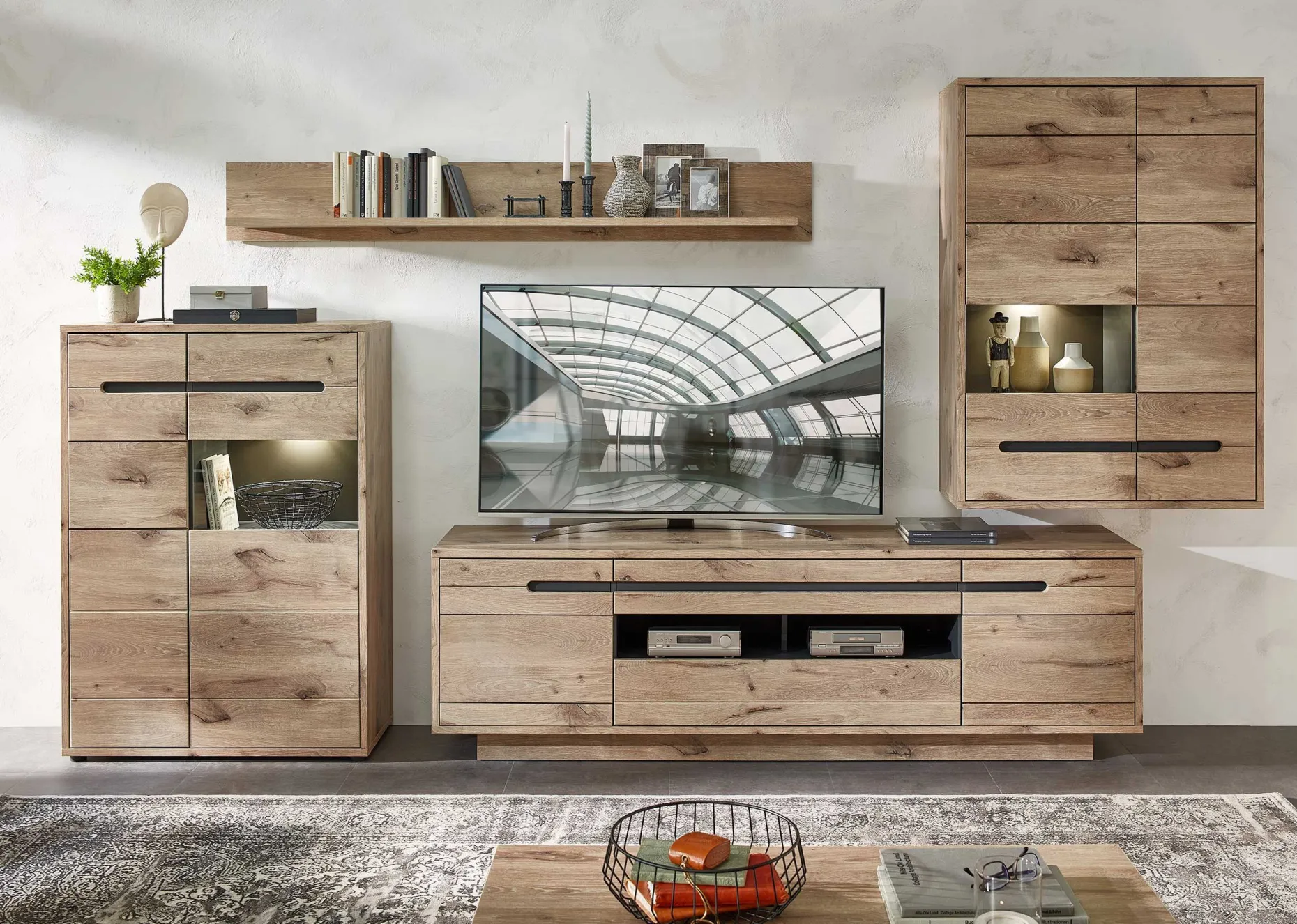 Hängeschrank Bellini 90cm 2 Türen - Eiche/anthrazit