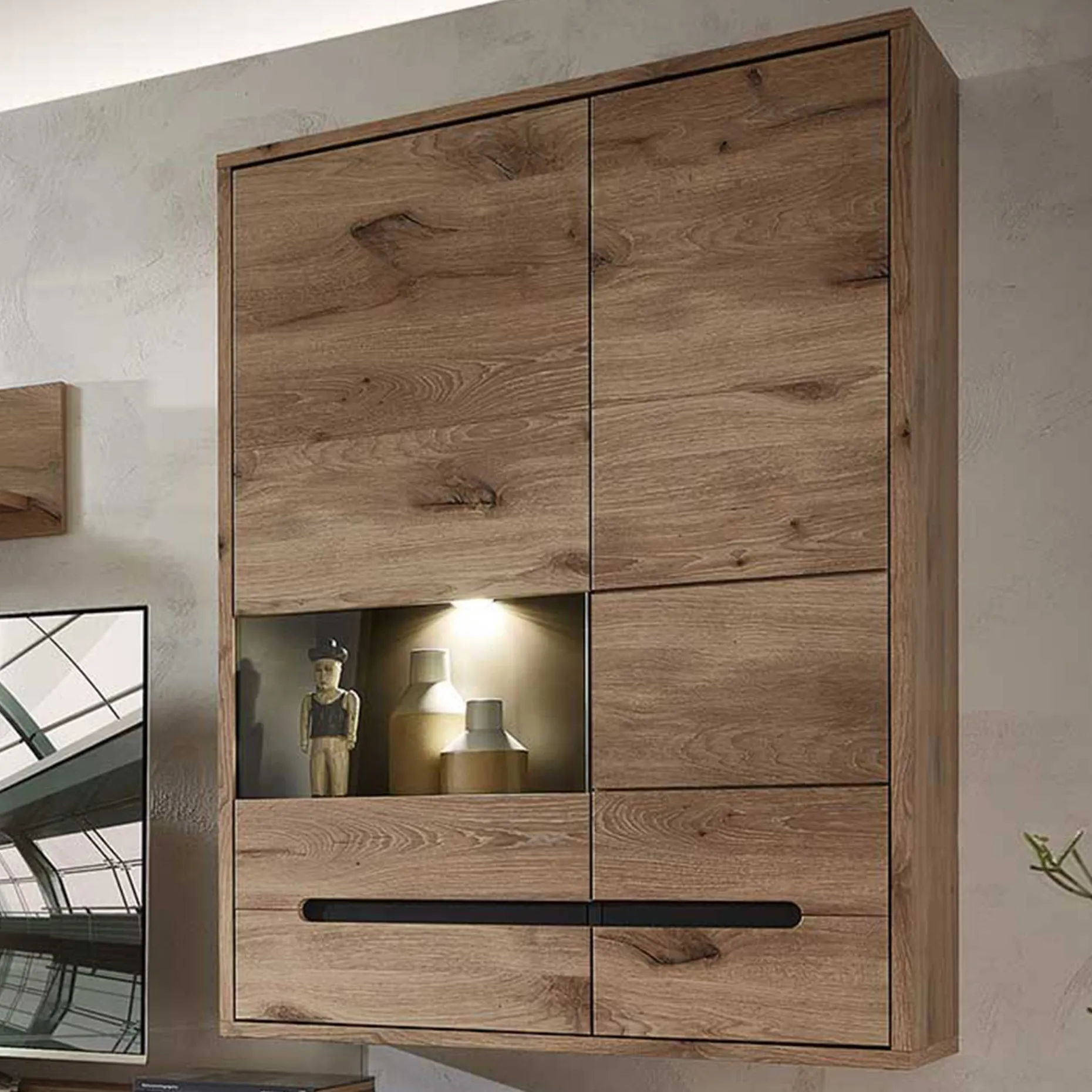 Hängeschrank Bellini 90cm 2 Türen - Eiche/anthrazit