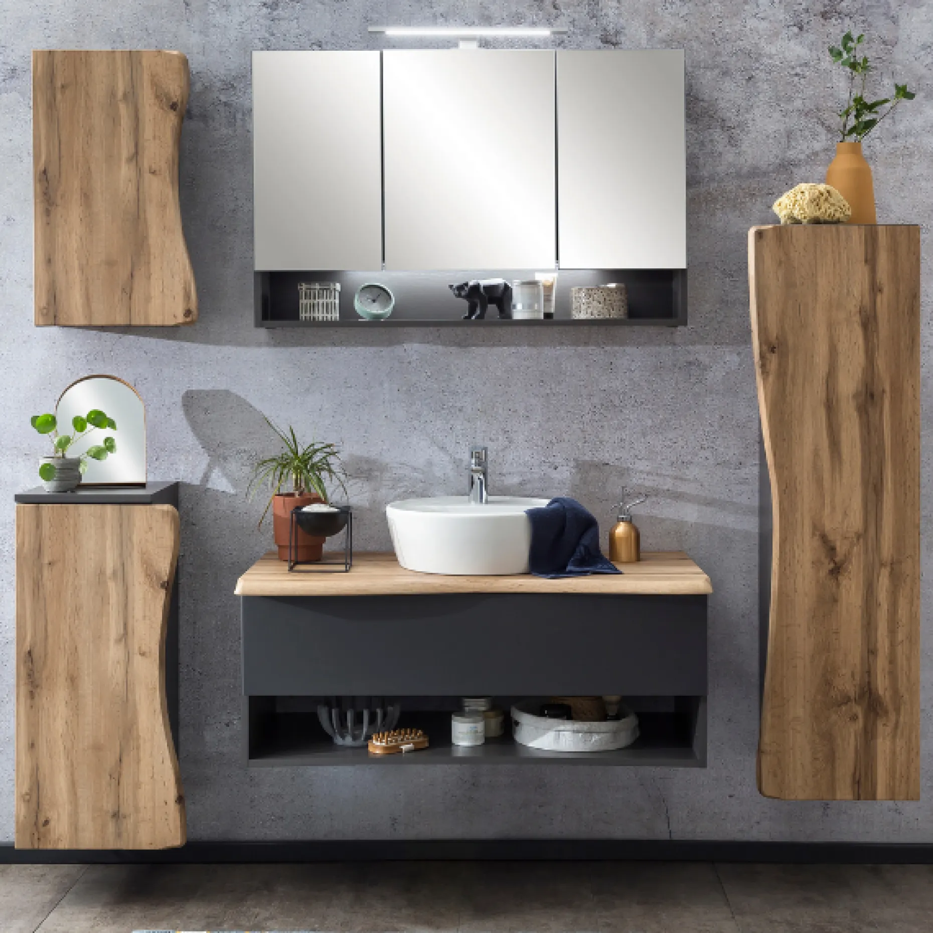 Hängeschrank Karan 37cm 1 Tür - Eiche/anthrazit