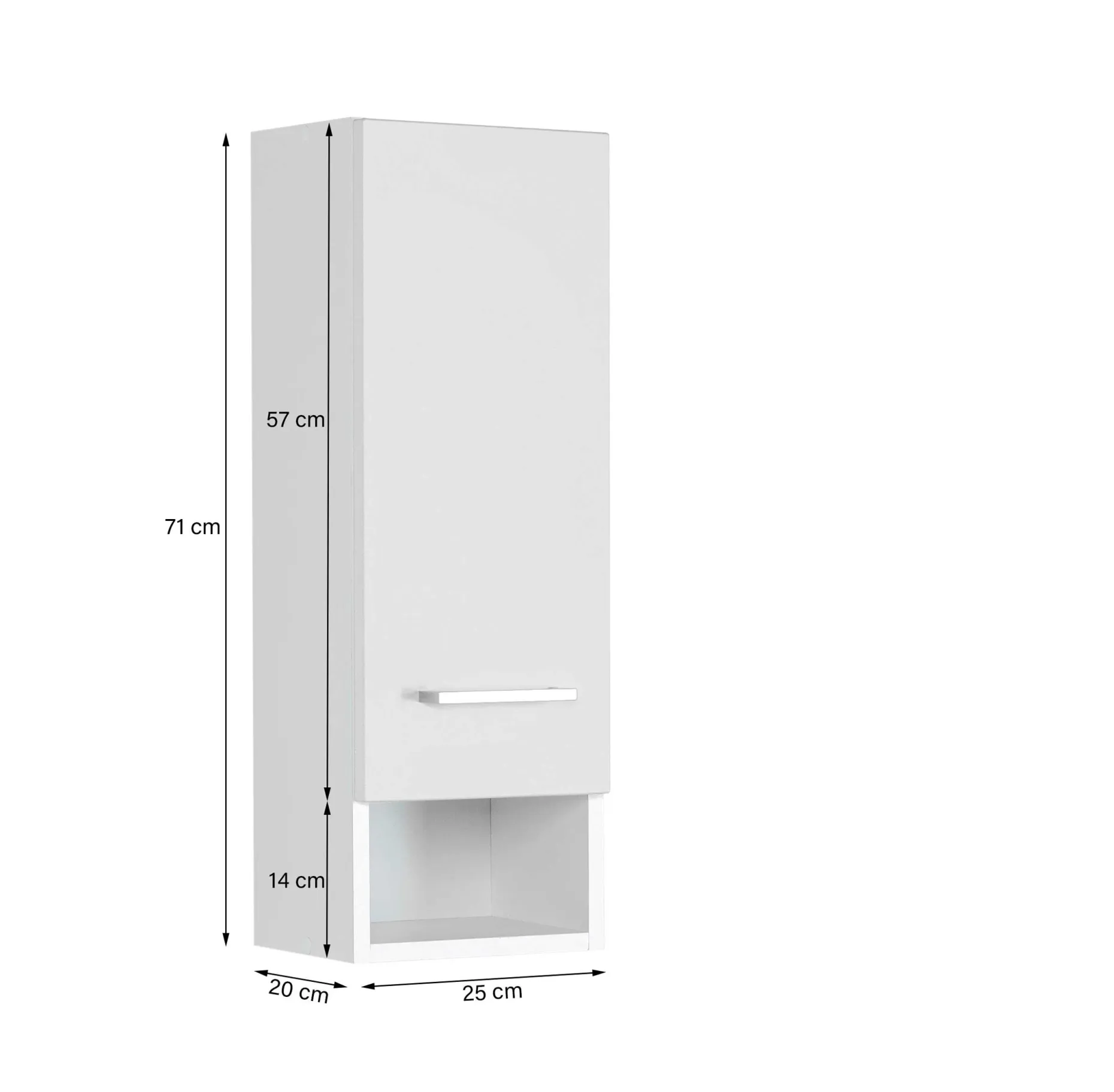 Hängeschrank Ricca 25cm 1 Tür - weiß/hellgrau