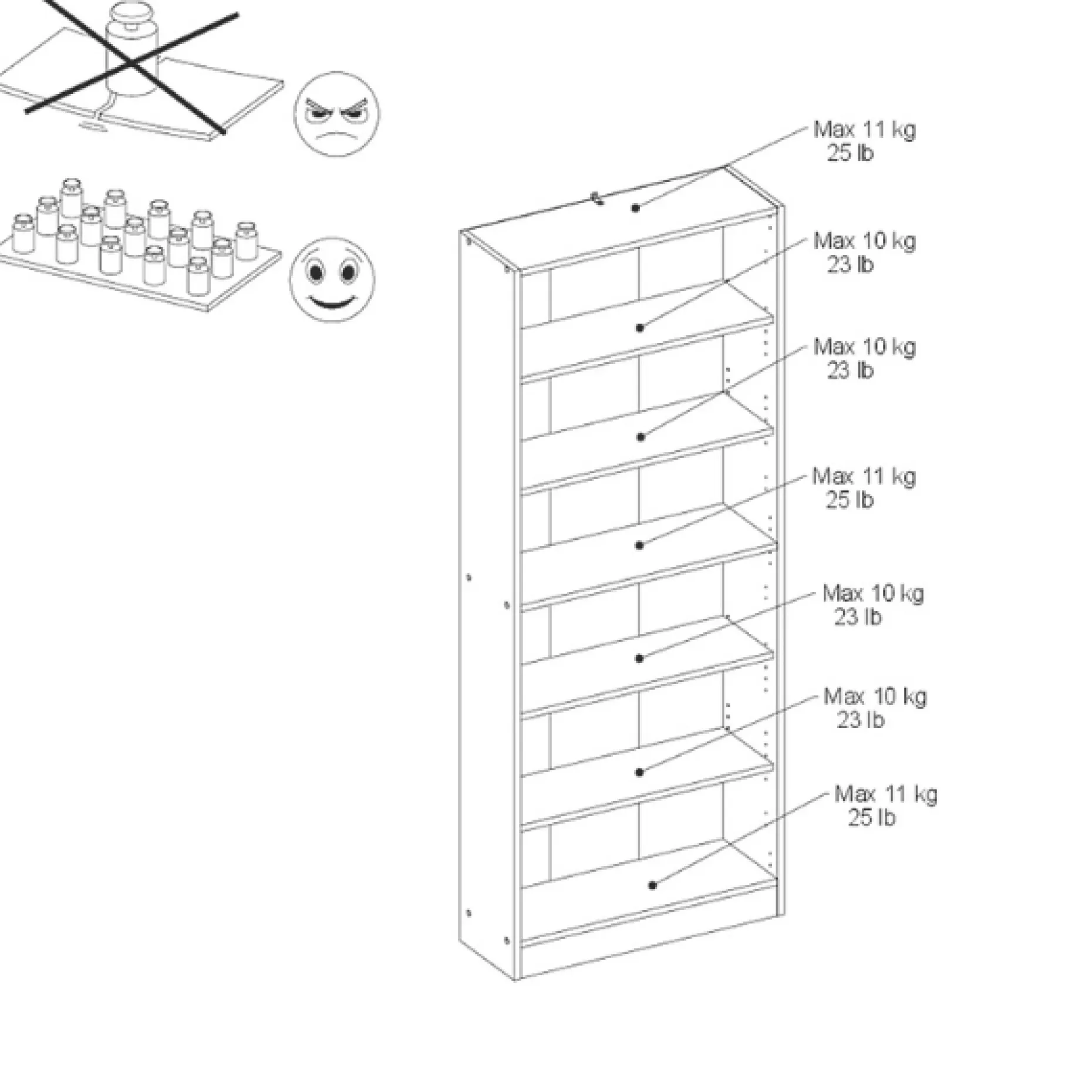 Hobby-Bücherregal 198 cm - 5 Fachböden - Eiche