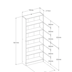 Hobby-Bücherregal 198 cm - 5 Fachböden - Eiche
