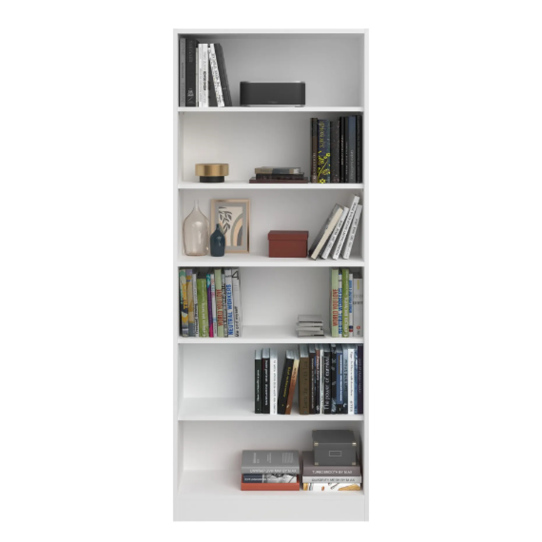 Hobby-Bücherregal 198 cm-5 Fachböden-weiß