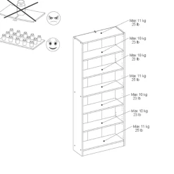 Hobby-Bücherregal 198 cm-5 Fachböden-weiß